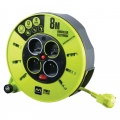 Luceco Cable Drum - Enrouleur MÉnager 4 Prises 8 MÈtres Nf - CÂble H05vv-f 3g1 5 - CMF08164SL-PX